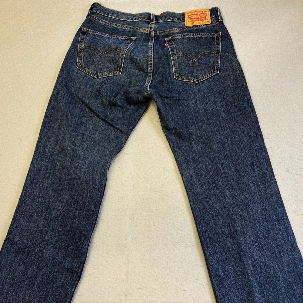 Levis 505 Regular Fit Jeans Mens 33x30 Dark Wash Blue Denim Straight Gorpcore
